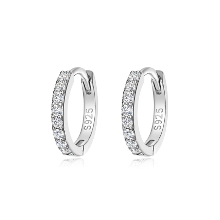 Boucles d'oreilles en moissanite pour femme, série Simple Classic Circle, plaquées platine S925.