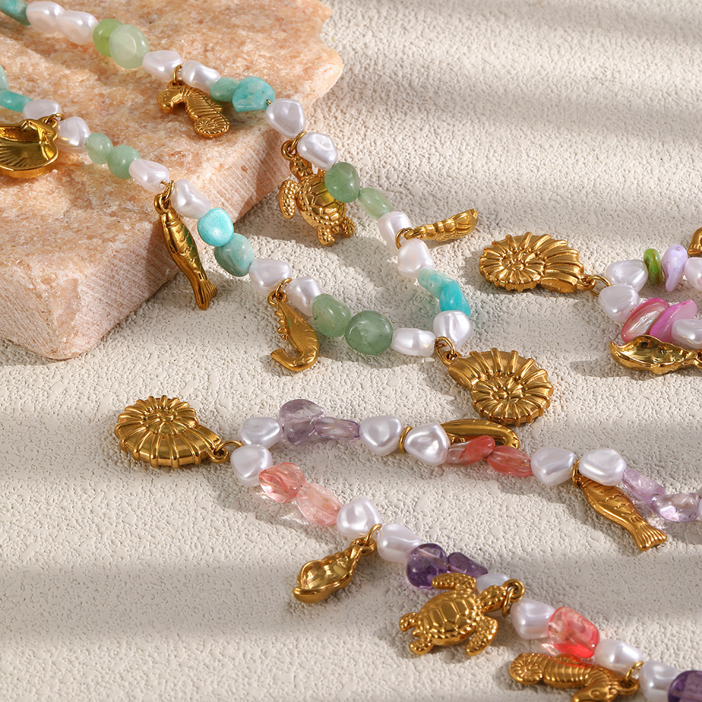 Colliers De Perles Pour Femmes, Style Océan Romantique, En Pierres Naturelles h5Image4