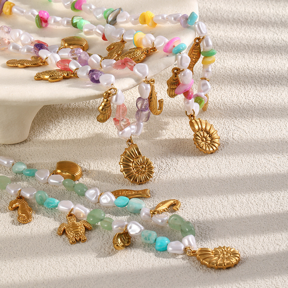 Colliers De Perles Pour Femmes, Style Océan Romantique, En Pierres Naturelles h5Image3