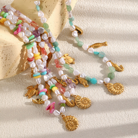 Colliers de perles pour femmes, style océan romantique, en pierres naturelles 2