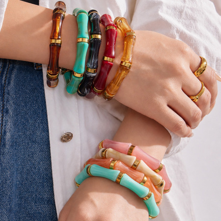Bracelets pour femmes en résine à dégradé de couleurs