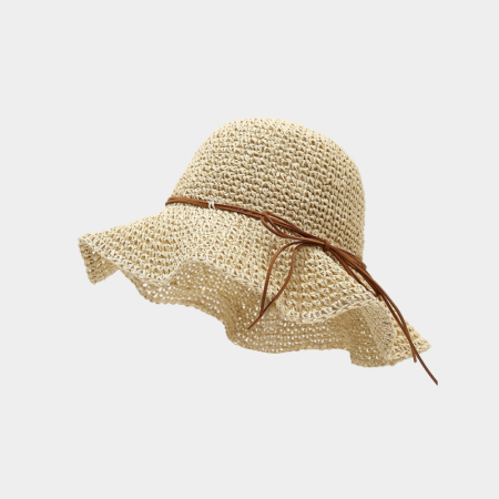 Chapeaux de paille en raphia tissé ajouré, couleur unie, avec nœud papillon, de la série Simple
