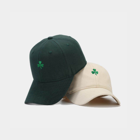 Casquette de baseball en coton uni à motif trèfle, collection Simple Series.