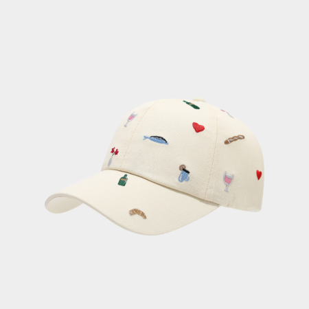 Casquette de baseball en coton de la série Simple Sweet Flower Heart Fruit Rose Food Fish