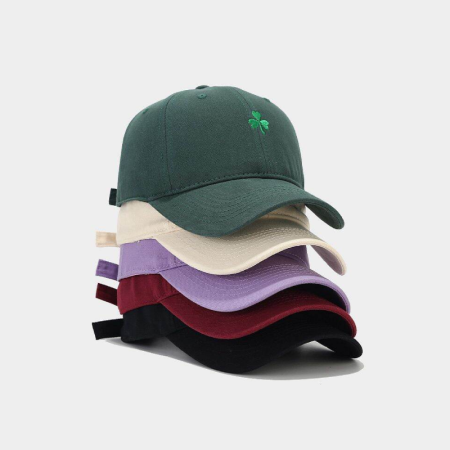 Casquette de baseball en coton uni à motif trèfle, collection Simple Series. 2