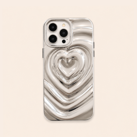Coque de téléphone en TPU à motif vague en forme de cœur 3D électroplaqué 2