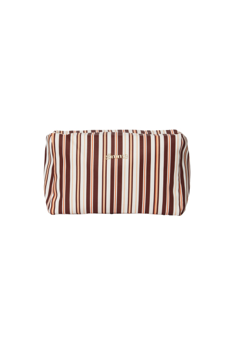 Trousse à maquillage rayée en polyester simple, accessoires du quotidien