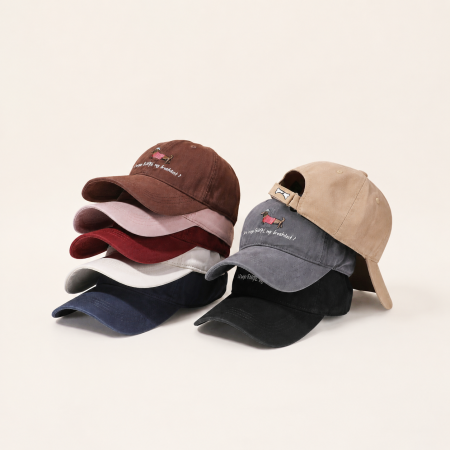 Casquette de baseball en coton unie, motif teckel mignon, série Simple. 2