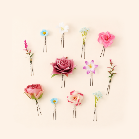Pinces à cheveux en tissu dégradé de couleurs, élégantes, à motif floral rose et feuille, collection romantique