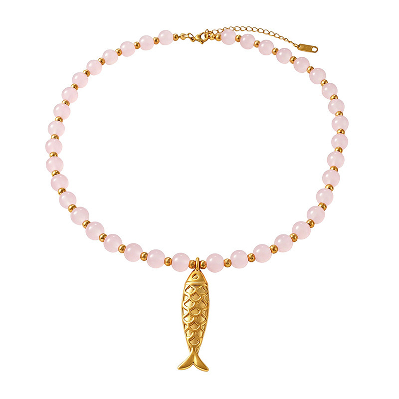 Colliers De Perles Pour Femmes Avec Pendentif Poisson En Perles De Verre Style Océanique Image2