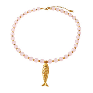 Colliers De Perles Pour Femmes Avec Pendentif Poisson En Perles De Verre Style Océanique h5 Image2