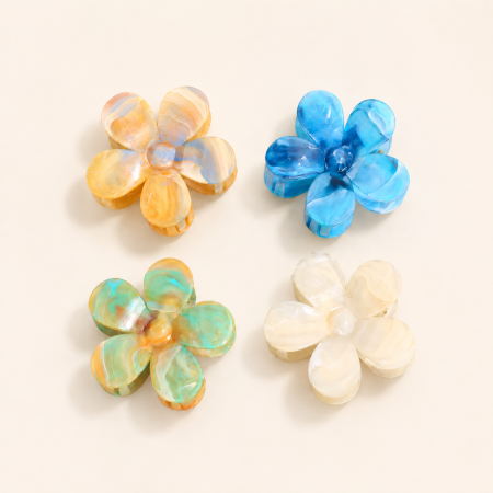 Pinces à cheveux en résine, couleur unie dégradée, série Simple Daily Flower 2