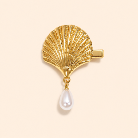 Pinces à cheveux de luxe en coquillage classique avec imitation perle 2