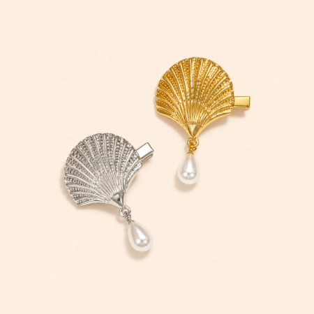 Pinces à cheveux de luxe en coquillage classique avec imitation perle