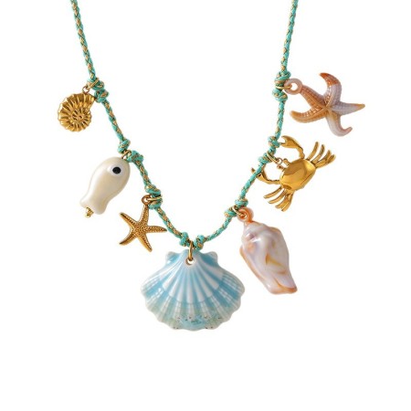 Colliers tressés pour femmes, style océanique, avec coquillages et corde tressée