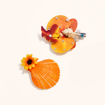 Pinces à cheveux en tissu à fleurs et coquillages, collection romantique