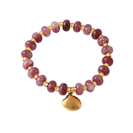 Bracelets pour femmes avec pendentif poisson en perles de pierres naturelles de style océanique