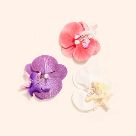 Pinces à cheveux acryliques en forme d'étoile de mer, motif floral romantique, collection vacances 2