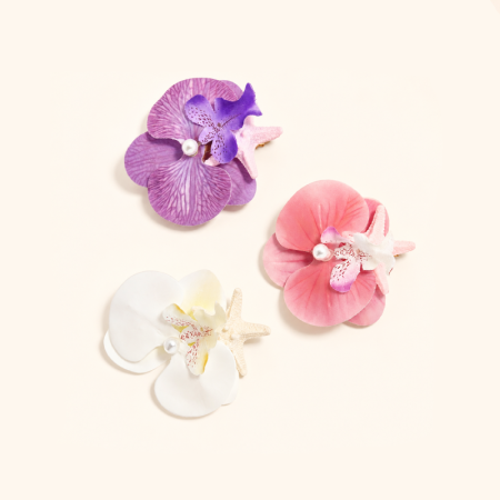 Pinces à cheveux acryliques en forme d'étoile de mer, motif floral romantique, collection vacances