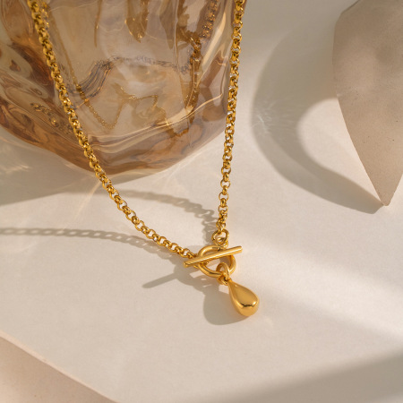 Colliers pendentifs pour femmes Daily Droplet en acier inoxydable étanche couleur or