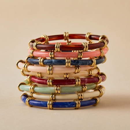 Bracelets pour femmes en acrylique à dégradé de couleurs rétro de la série classique