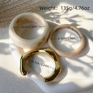 Ensembles De Bracelets Pour Femmes En Résine Dorée À Dégradé De Couleurs Et De Forme Irrégulière h5 Image5
