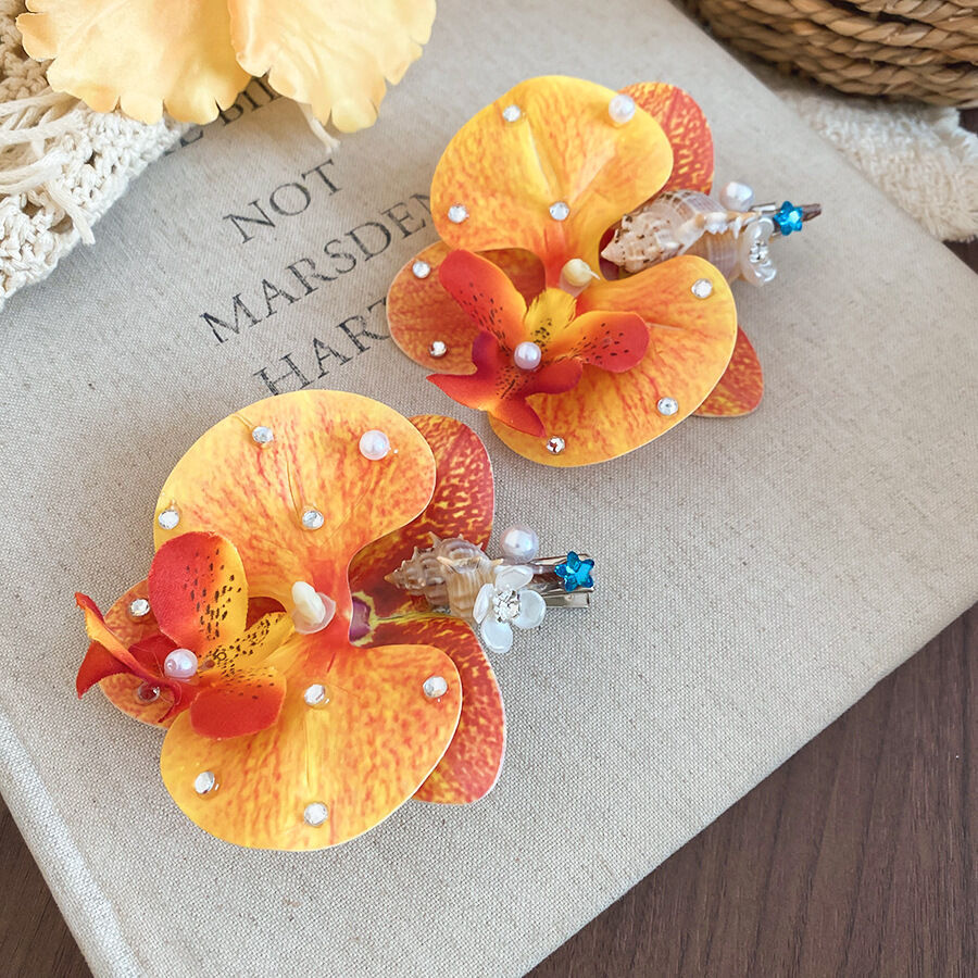 Pinces À Cheveux En Tissu À Fleurs Et Coquillages, Collection Romantique Image4