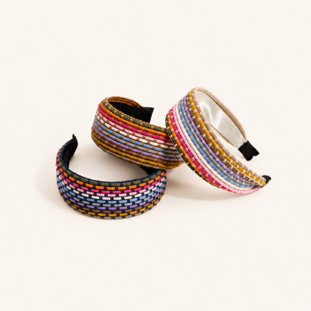 Bandeaux à cheveux tressés en corde tressée, style ethnique décontracté, à rayures torsadées et de couleurs mélangées