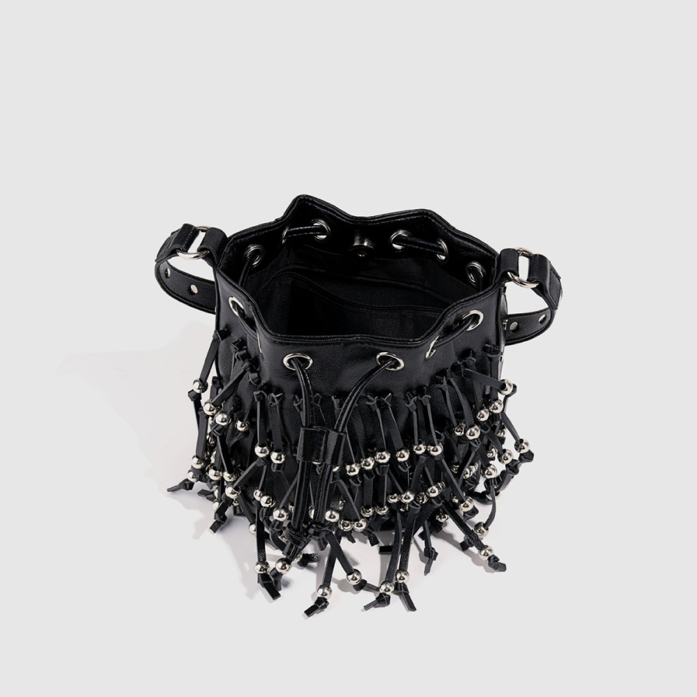 Sac Seau Femme En Pu À Rivets Et Pompons Cloutés, Style Streetwear Image5