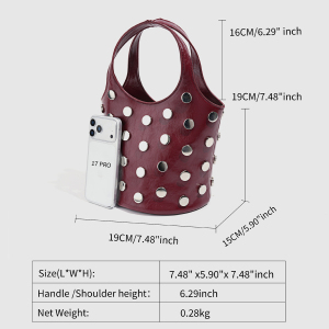Sac Seau Femme En Pu À Rivets Cloutés Style Streetwear h5