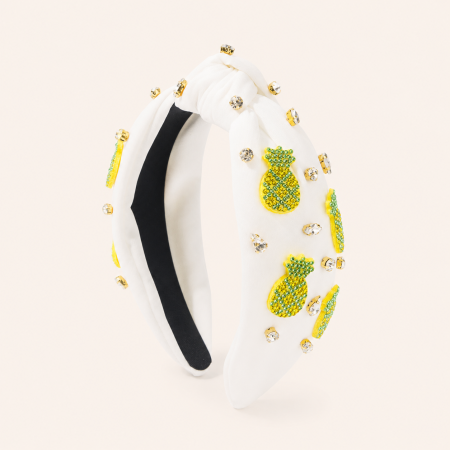 Bandeaux à cheveux luxueux en tissu avec perles et strass, ornés de cerises et de fruits mignons. 2