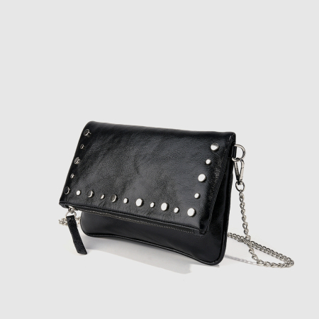 Sacoche bandoulière femme en PU à rivets, style streetwear, couleur unie 2
