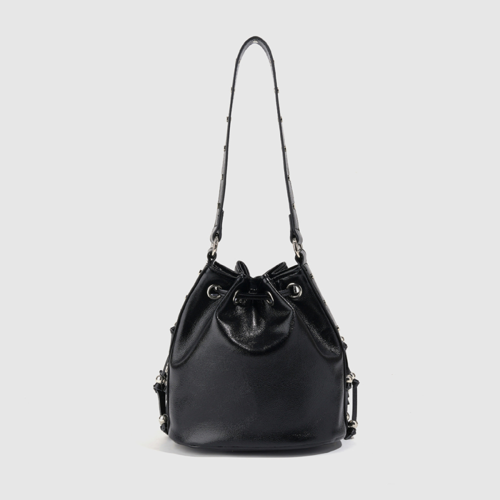 Sac Seau Femme En Pu À Rivets Et Pompons Cloutés, Style Streetwear Image4