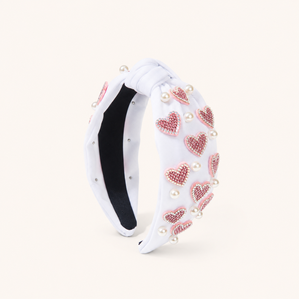 Bandeaux À Cheveux En Tissu Avec Perles Artificielles Et Perles De Couleur Unie, Collection Romantique Sweet Heart Image2