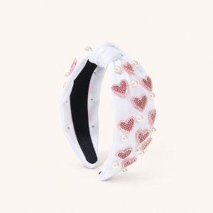 Bandeaux À Cheveux En Tissu Avec Perles Artificielles Et Perles De Couleur Unie, Collection Romantique Sweet Heart h5 Image2