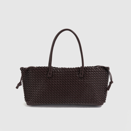 Sac cabas femme en PU tissé uni, style parisien chic