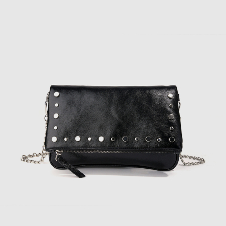 Sacoche bandoulière femme en PU à rivets, style streetwear, couleur unie