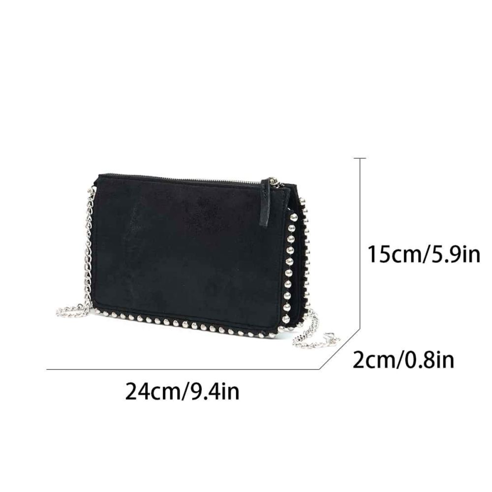 Sac Carré Femme En Pu À Rivets Et Clous, Style Streetwear, Couleur Unie 
