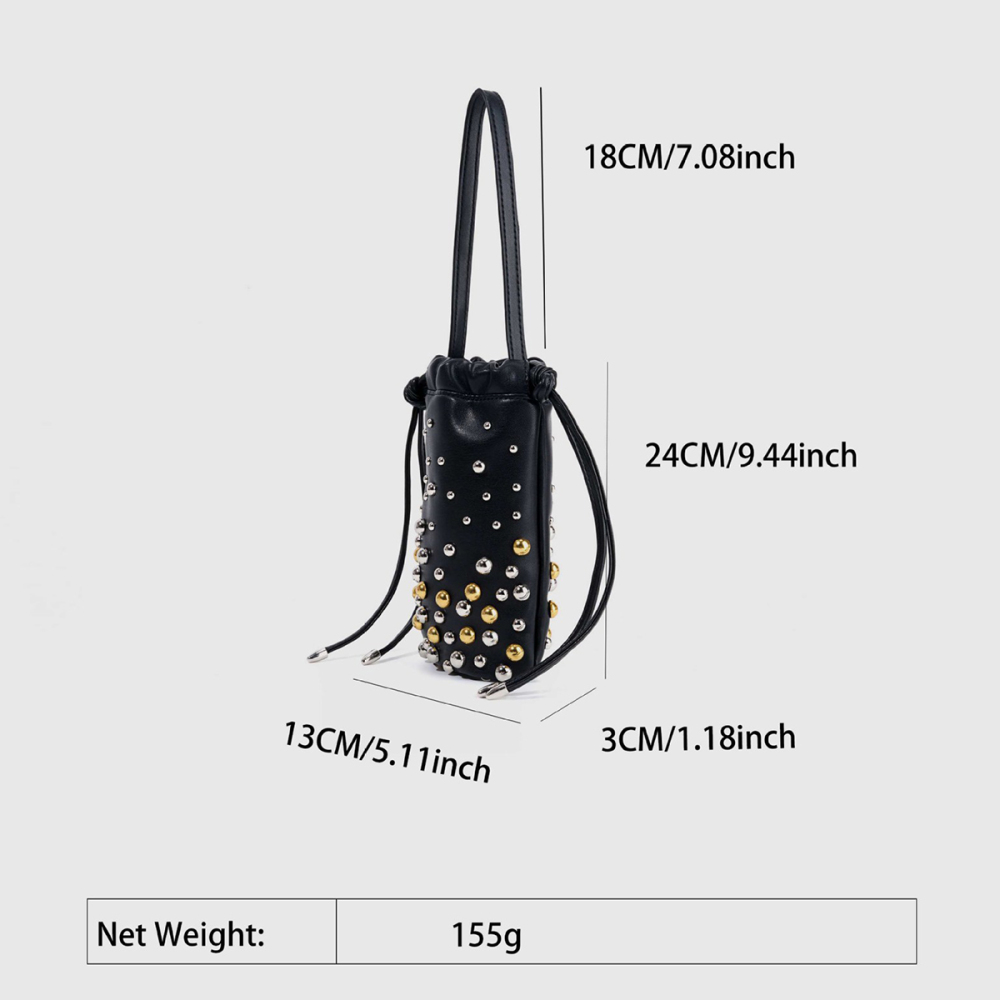 Sac Seau Femme En Pu À Rivets Cloutés Style Streetwear 