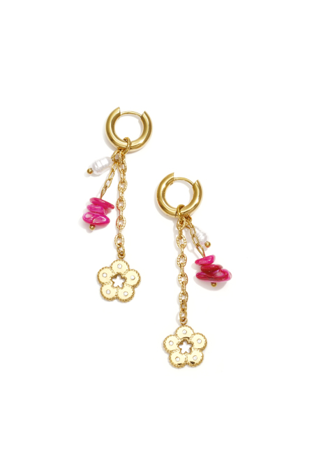 Boucles d'oreilles en perles d'acier inoxydable, style floral, collection romantique décontractée pour le quotidien, bijoux pour femmes