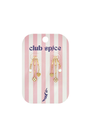 Boucles D'Oreilles Triples Avec Trèfle, Cœur Et Perle Pendants h5 Image2