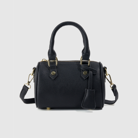 Sac Boston femme en PU uni, style décontracté, avec détails métalliques