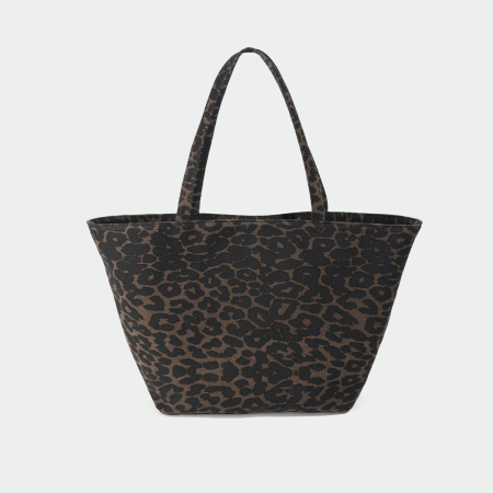 Sac fourre-tout femme en toile imprimée léopard style bureau