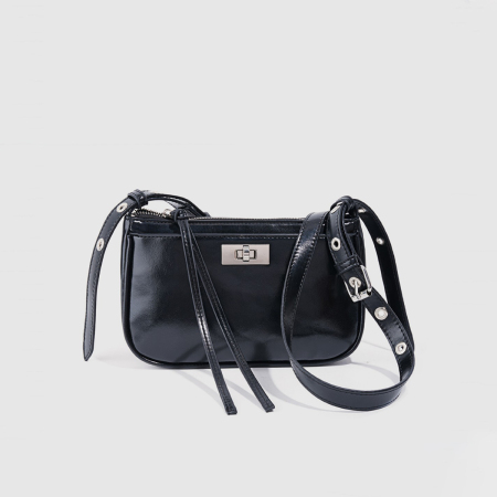 Sacs bandoulière femme style bureau, en PU uni, avec quincaillerie en métal