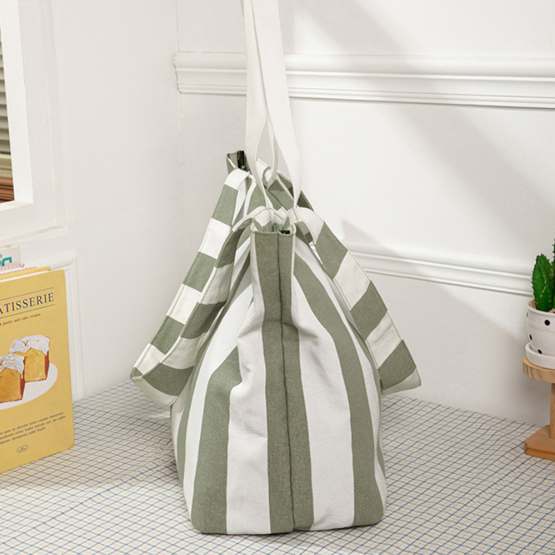 Sac Cabas Femme En Toile Sans Rayures, Style Décontracté Image6