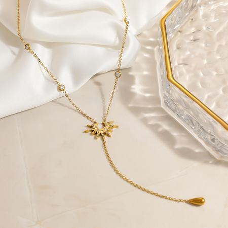 Colliers pendentifs pour femmes, série Simple, style rétro, croix, en acier inoxydable, couleur or, avec zircon, étanches
