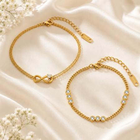 Bracelet chaîne élégant et étanche en acier inoxydable couleur or pour femme, collection Simple Series.