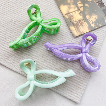 Pinces À Cheveux Acryliques Simple Series Sweet Bow Knot, Couleur Unie Dégradée 2