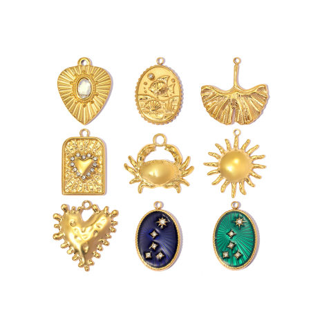 Pendentifs pour femmes en acier inoxydable, couleur or, forme irrégulière, à faire soi-même, style simple, en forme de cœur.