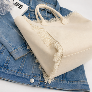 Sac Cabas Femme En Toile Multicolore À Rayures Et Pompons, Style Décontracté, Imprimé Léopard. h5 Image6